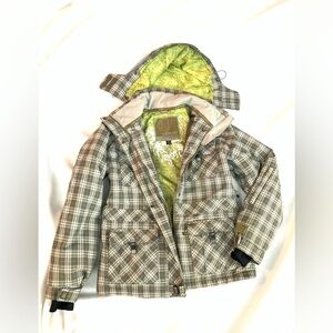 Women's Liquid Plaid Ski Jacket with Hood